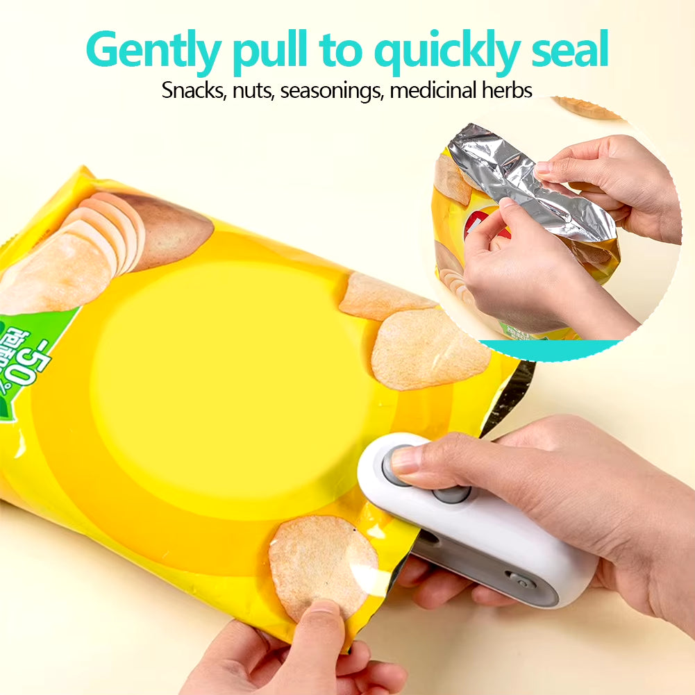 Portable Mini Sealer 2 in 1 Heat Sealer for Snacks Home Use Rechargeable Sealer Vacuum Sealer Snacks Plastic Bag Heat Sealer